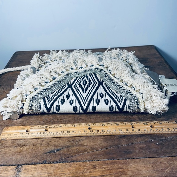 Antique Kraft Beaded Embroidered fringe coins bag - Picture 3 of 9